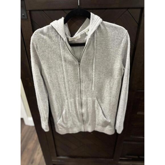 Vince Cashmere/Wool Blend Gray Zip Hooded Sweater sz S - Picture 1 of 7